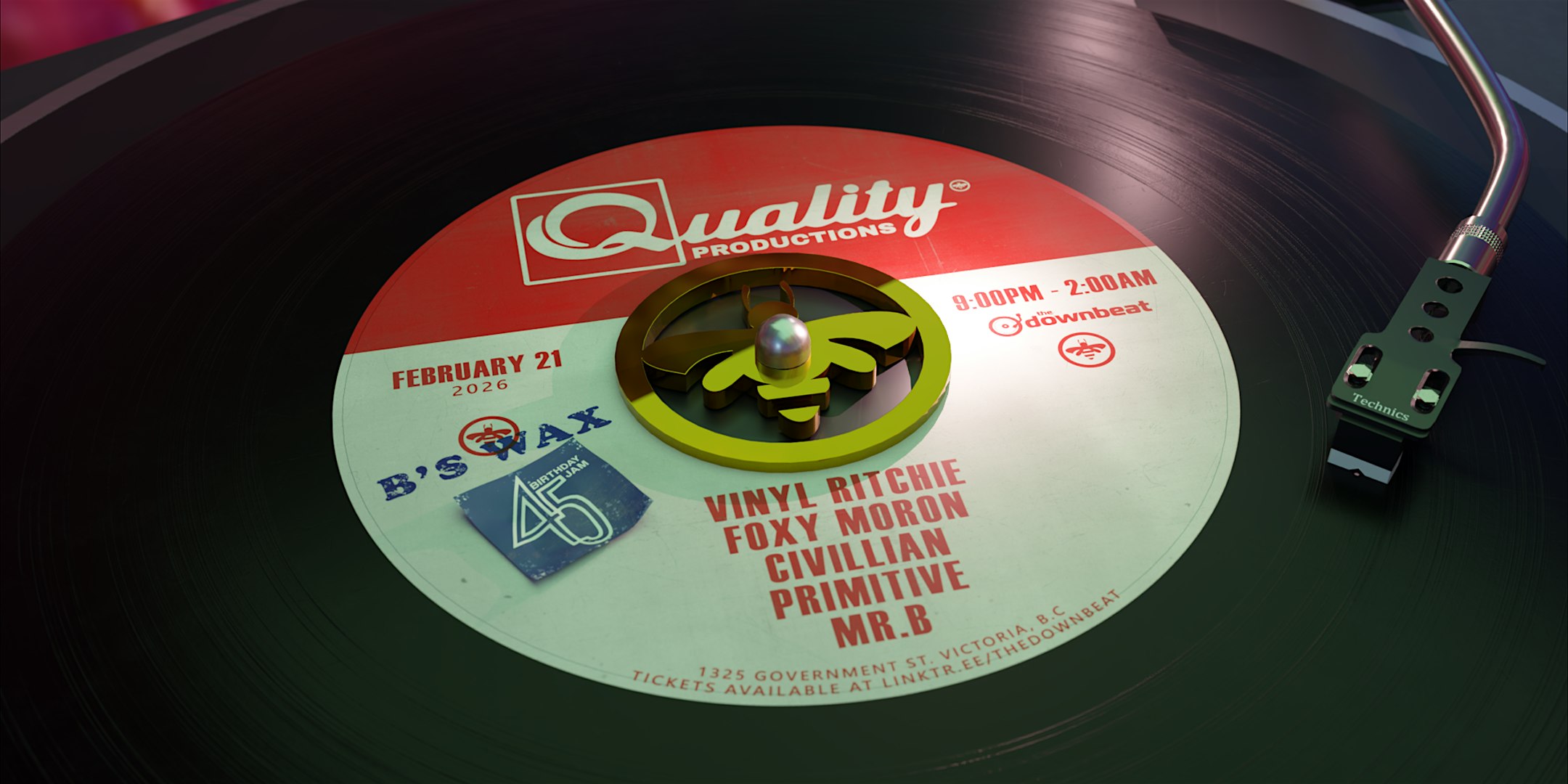 B'S WAX, a 45rpm BIRTHDAY JAM  feat.  VINYL RITCHIE, FOXY MORON, CIVILLIAN
