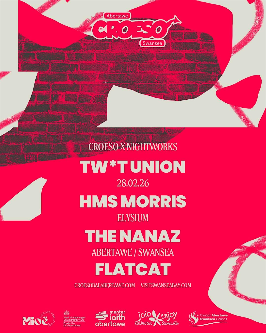 Croeso x Nightworks: Tw*t Union + HMS Morris + The Nanaz + Flatcat