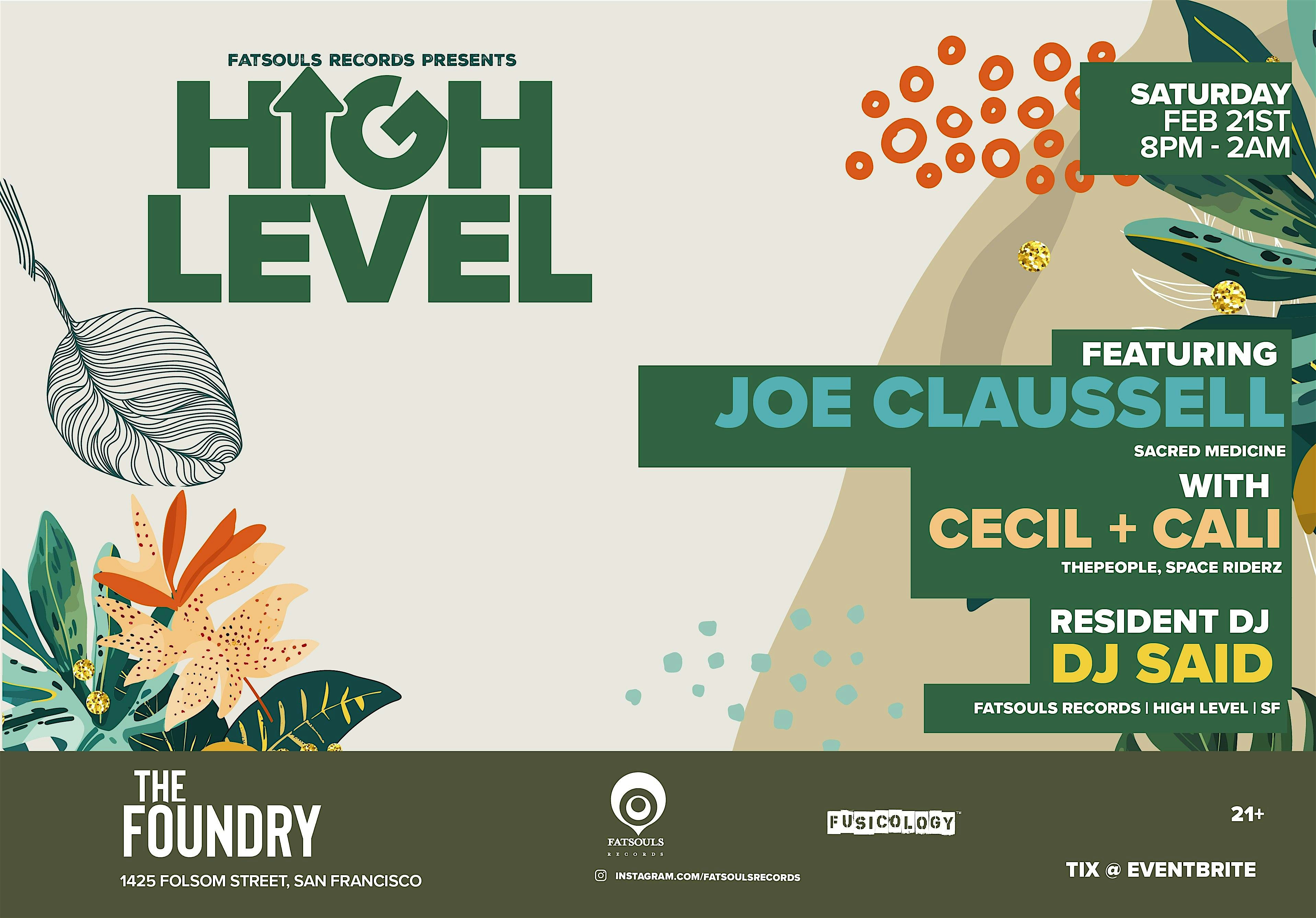 High Level Feat. Joe Claussell with support from Cecil, Cali & DJ Said