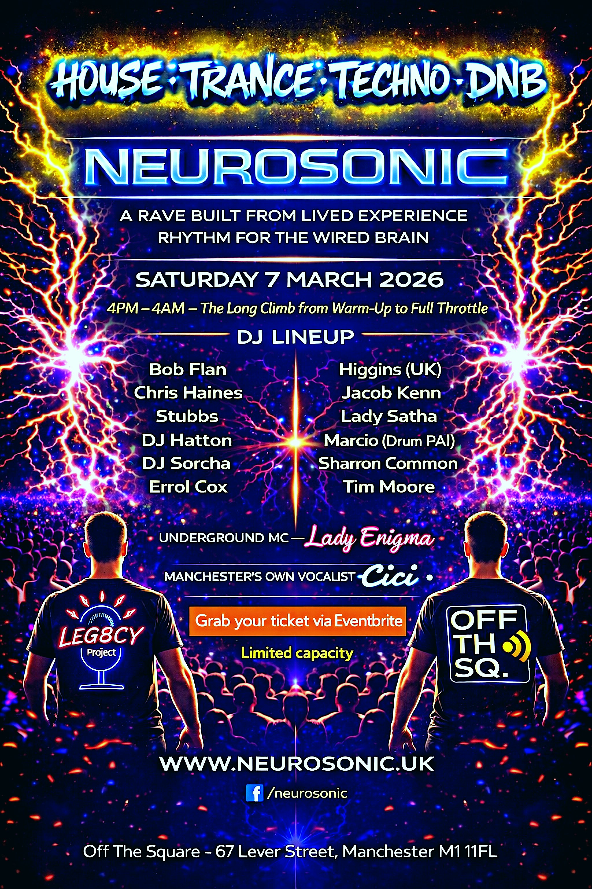 Neurosonic 12hr multi genre day rave. House Trance Techno Drum & Bass