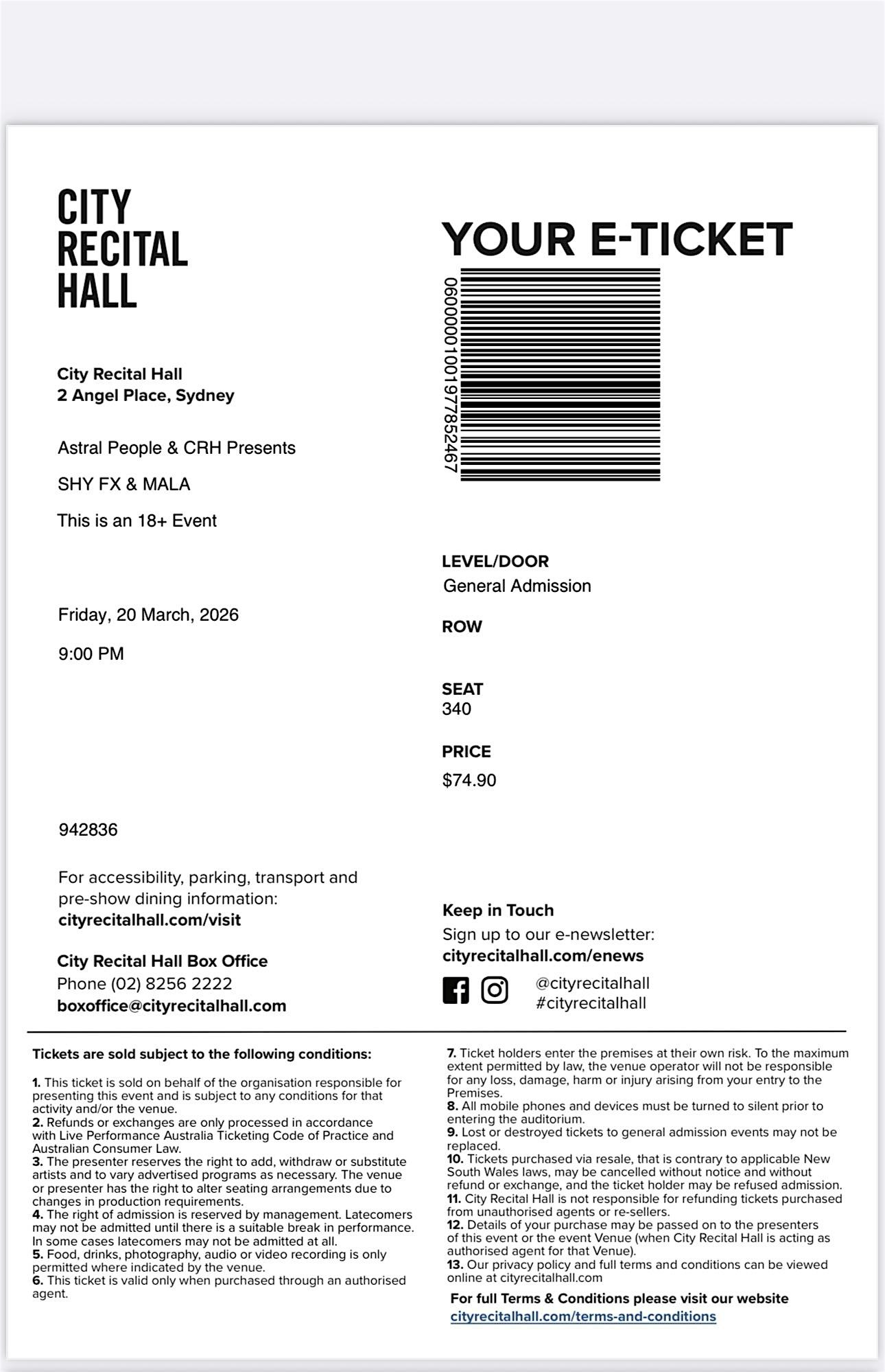 Shy Fx & Mala Sydney Ticket