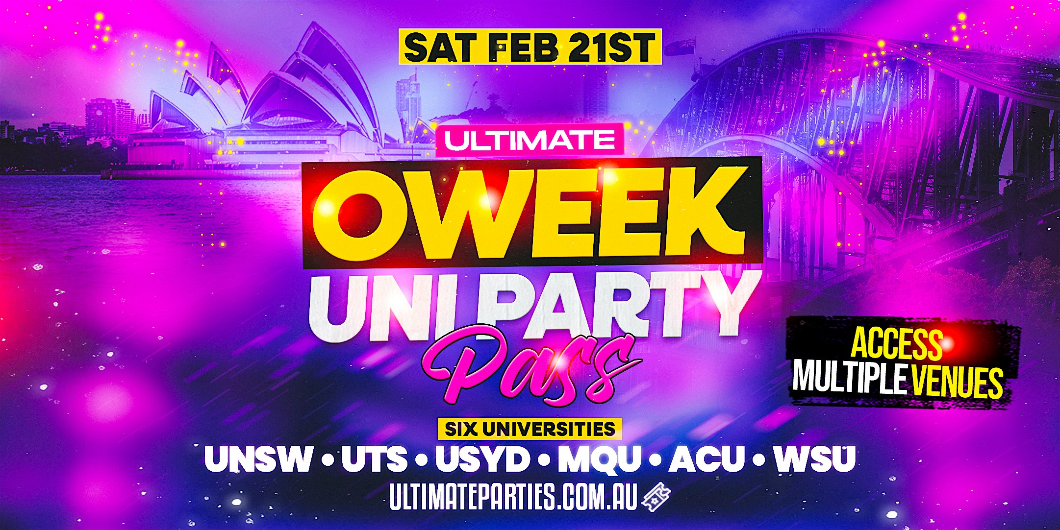 Ultimate O-Week Uni Party Pass - FREE Entry Multiple Party Venues